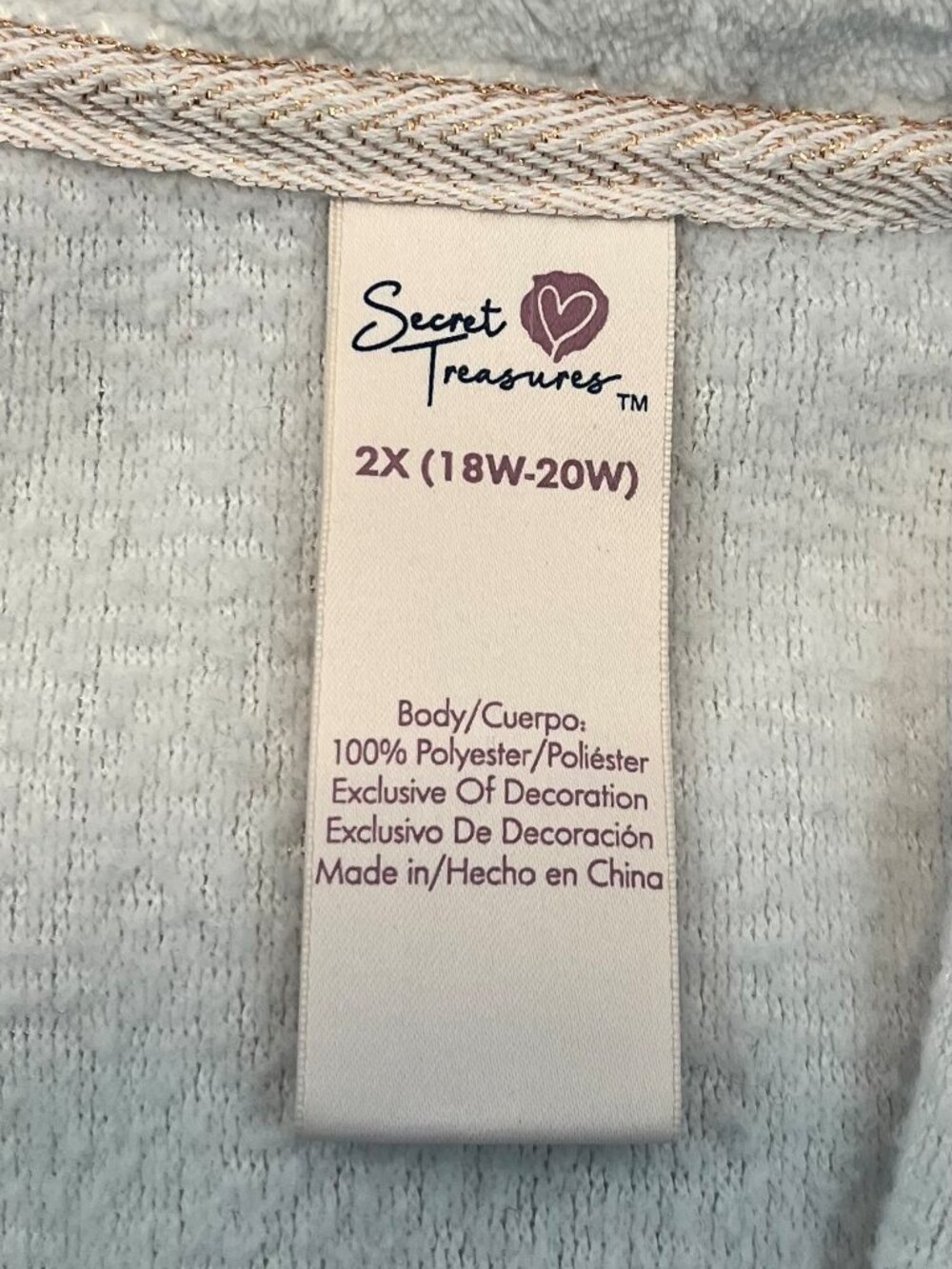 Secret Treasures Fleece Pajama Set Winter White / Ice Plus Size 2X - Picture 7 of 10